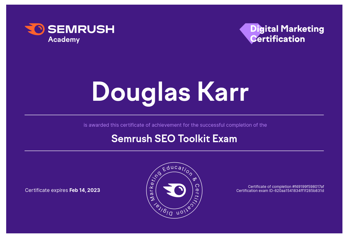 Semrush SEO Toolkit Exam